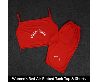 Women's Red Air Ribbed Tank Top & Shorts